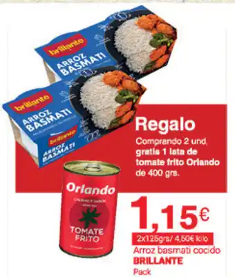 Supermercados Plaza Brillante Arroz basmati cocido 2x125grs oferta
