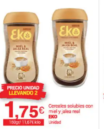Supermercados Plaza Eko Cereales solubles con miel y jalea real 150grs oferta