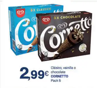 Supermercados Plaza Cornetto Clásico, vainilla o chocolate oferta