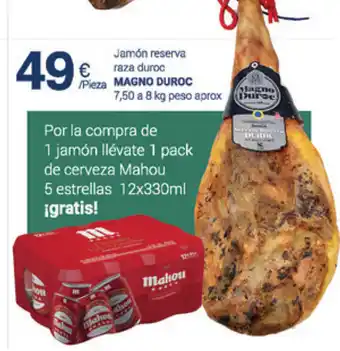 Supermercados Plaza Magno Duroc Jamón reserva raza duroc 7,50 a 8kg oferta