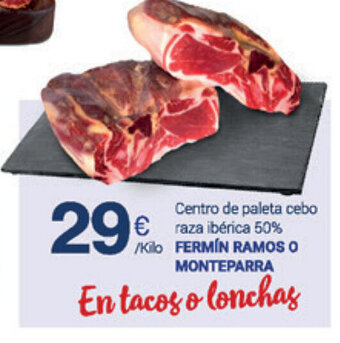 Supermercados Plaza Fermín Ramos o Monteparra Centro de paleta cebo raza ibérica 50% oferta
