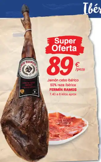 Supermercados Plaza Fermín Ramos Jamón cebo ibérico 50% raza ibérica 8 kilos oferta