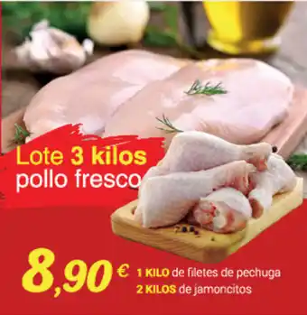 Supermercados Plaza Pollo Fresco 1 kilo de filetes de pechuga de jamoncitos oferta