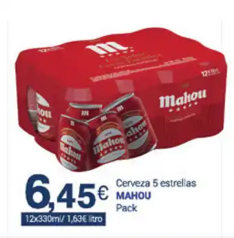 Supermercados Plaza Mahou Cerveza 5 estrellas Pack 12x330m oferta