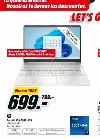 MediaMarkt Procesador intel® core™ 17-119567 (hasta 5,00ghz, 12mb de caché, 4 núcleos) ahorro 100€ 699.** portátil 155-fq4013ns .wind oferta