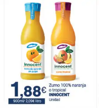Supermercados Plaza Innocent Zumo 100% naranja o tropical 900ml oferta