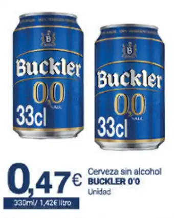 Supermercados Plaza Buckler Cerveza sin alcohol 330ml oferta