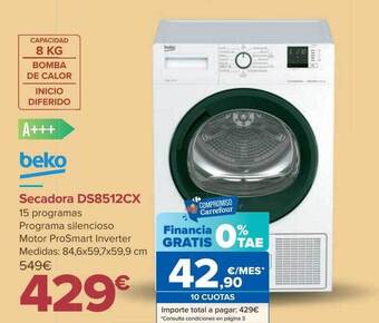Carrefour Secadora ds8512cx beko oferta