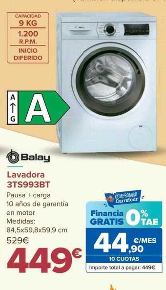 Carrefour Balay lavadora 3ts993bt oferta