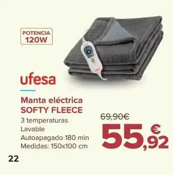Carrefour Ufesa manta eléctrica softy fleece oferta