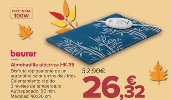 Carrefour Beurer almohadilla eléctrica hk-35 oferta