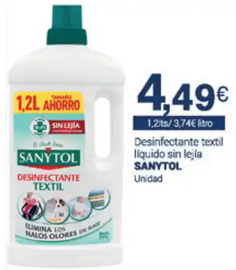 Supermercados Plaza Sanytol Desinfectante textil liquido sin lejia 1,2L oferta
