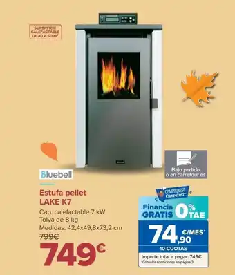Carrefour Estufa pellet lake k7 bluebell oferta