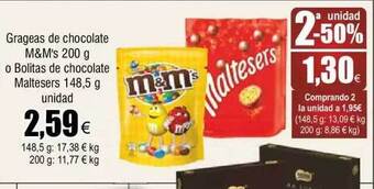 FROIZ Grageas de chocolate m&m's o bolitas de chocolate maltesers oferta