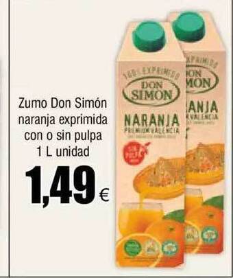 FROIZ Zumo don simón naranja exprimida con o sin pulpa oferta