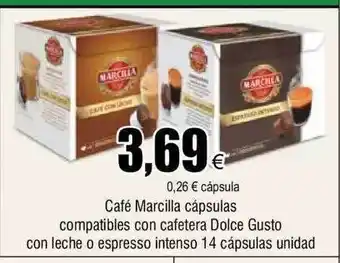 FROIZ Café marcilla cápsulas compatibles con cafetera dolce gusto con leche o espresso intenso 14 cápsulas oferta