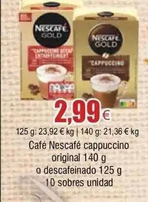 FROIZ Café nescafé cappuccino original o descafeinado 10 sobres oferta