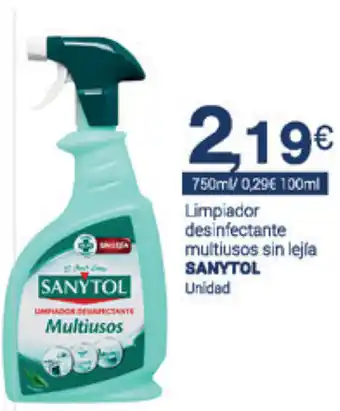 Supermercados Plaza Sanytol Limpiador desinfectante multiusos sin lejia 750ml oferta