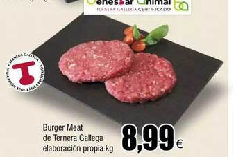 FROIZ Burger meat de ternera gallega elaboración propia kg oferta