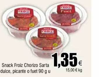 FROIZ Snack froiz chorizo sarta dulce picante o fuet oferta
