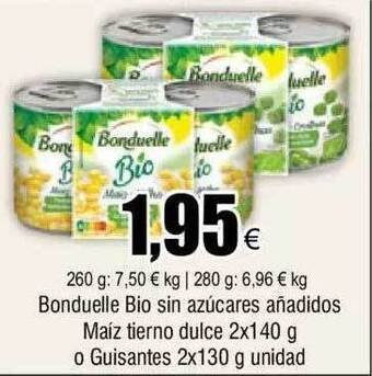 FROIZ Bonduelle bio sin azúcares añadidos maíz tierno dulce o guisantes oferta