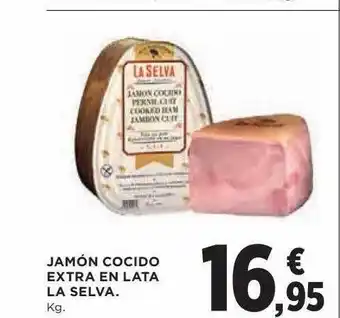 Hipercor Jamón cocido extra en lata la selva kg oferta