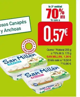 Masymas La 2a unidad 70% dto queso natural o 0% m.g. san millán oferta