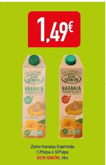 Masymas Zumo naranja exprimida c pulpa o s pulpa don simón oferta