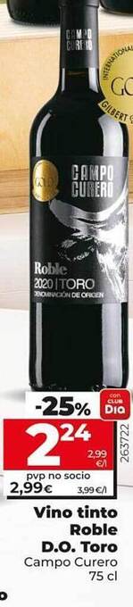 Dia Vino tinto roble d.o. toro campo curero oferta