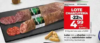 Dia Lote: 250g chorizo + 250g salchichón cular oferta