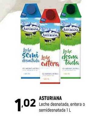 Coviran Asturiana leche desnatada entera o semidesnatada oferta