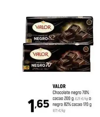 Coviran Valor chocolate negro 70% cacao o negro 82% cacao oferta