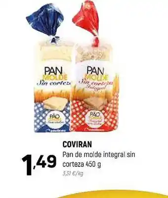 Coviran Coviran pan de molde integral sin corteza oferta