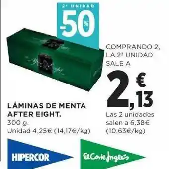 El Corte Inglés 2a unidad -50% láminas de menta after eight oferta
