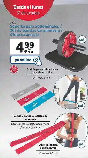 Lidl Crivit soporte para abdominales set de bandas de gimnasia cinta extensora oferta