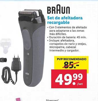 Lidl Braun set de afeitadora recargable oferta
