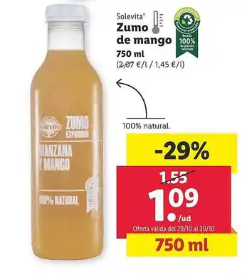 Lidl Solevita zumo de mango oferta