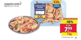 Lidl Langostino cocido oferta