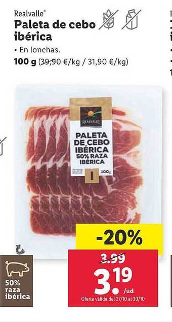 Lidl Realvalle paleta de cebo ibérica oferta
