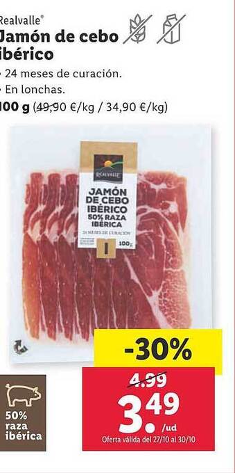Lidl Realvalle jamón de cebo ibérico oferta