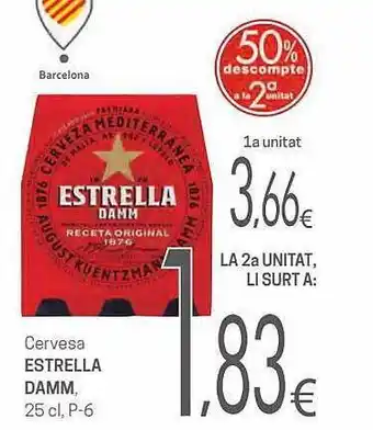 Valvi Supermercats 50% descompte a la 2a unitat cervesa estrella damm p-6 oferta