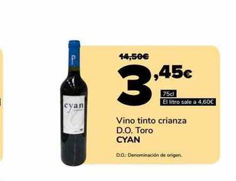 Supeco Vino tinto crianza d.o. toro cyan oferta