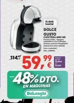 Worten 114,7 15 bar 1460w 59, -48% dto. en maquinas delonghi dolce gusto cafetera mini me presión 15 ear: apagado wutomatico oferta