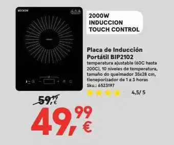 Worten Placa de inducción portátl bip2120 oferta