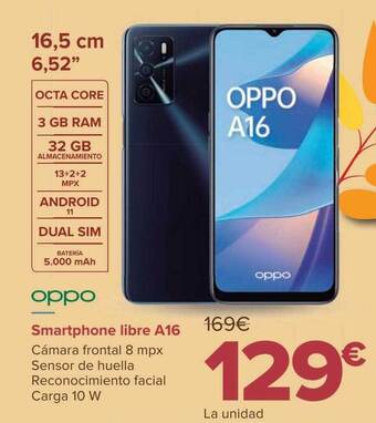 Carrefour Oppo smartphone libre a16 oferta