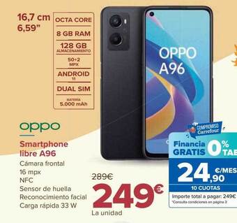Carrefour Oppo smartphone libre a96 oferta