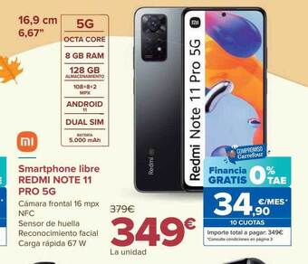 Carrefour Smartphone libre redmi note 11 pro 5g oferta