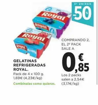 Hipercor 2a unidad -50% gelatinas refrigeradas royal oferta