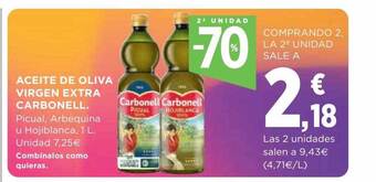 Hipercor 2a unidad -70% aceite de oliva virgen extra carbonell oferta