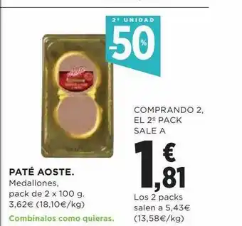 Hipercor 2a unidad -50% paté aoste oferta